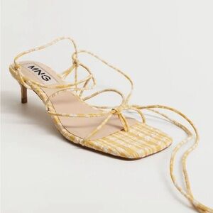mango straps sandals kitten heel size 38 US 5